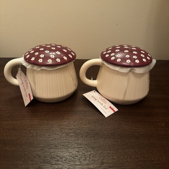 Target Bullseye Playground Mushroom Mug Set of 2 Cup Lid 17 oz Fall New - Picture 10 of 14